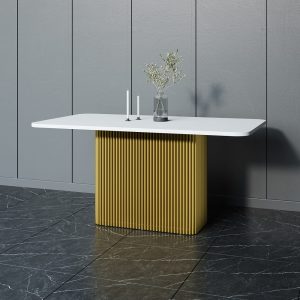 Обеденный стол TRUBIS Wood Rectangle 160 х 80 см, белый/золотой