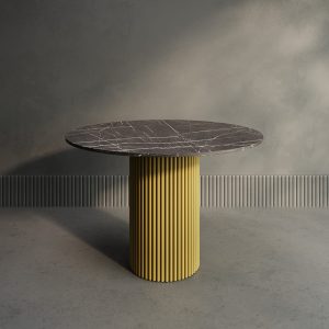 Обеденный стол TRUBIS Wood L D110 см, темный мрамор/золотой