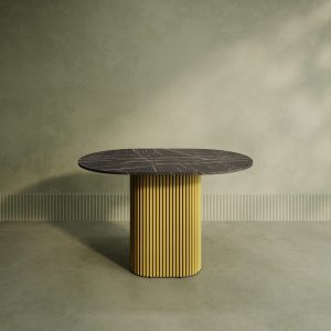 Обеденный стол TRUBIS Wood Oval 120 х 80 см, темный мрамор/золотой