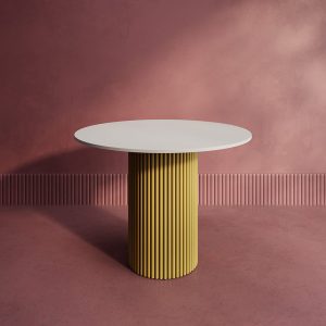 Обеденный стол TRUBIS Wood L D100 см, белый/золотой