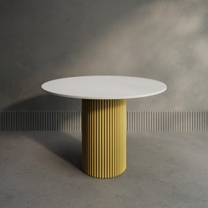 Обеденный стол TRUBIS Wood L D110 см, белый/золотой