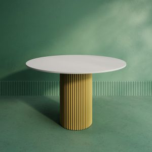 Обеденный стол TRUBIS Wood L D120 см, белый/золотой