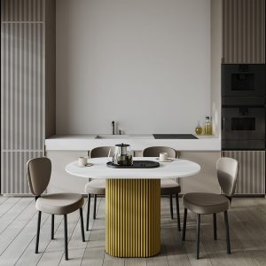 Обеденный стол TRUBIS Wood Oval 120 х 80 см, белый/золотой