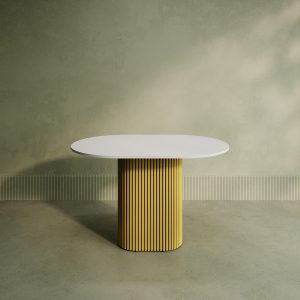 Обеденный стол TRUBIS Wood Oval 120 х 80 см, белый/золотой