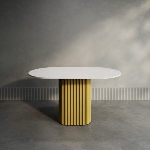 Обеденный стол TRUBIS Wood Oval 140 х 80 см, белый/золотой