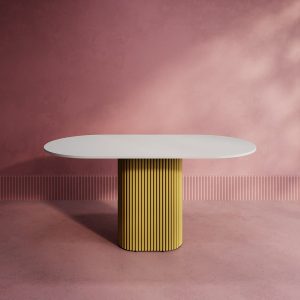 Обеденный стол TRUBIS Wood Oval 160 х 80 см, белый/золотой