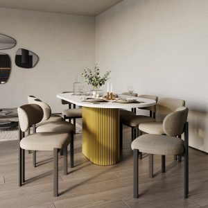 Обеденный стол TRUBIS Wood Oval 180 х 90 см, белый/золотой