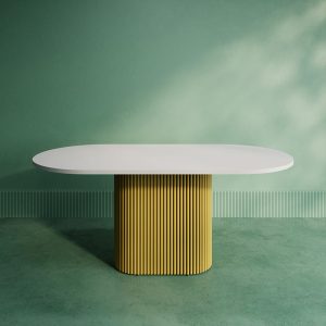 Обеденный стол TRUBIS Wood Oval 180 х 90 см, белый/золотой