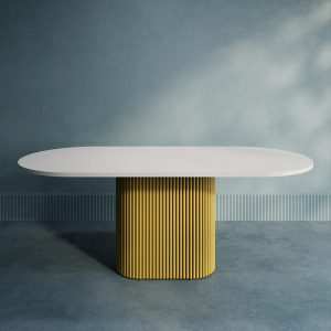 Обеденный стол TRUBIS Wood Oval 200 х 90 см, белый/золотой