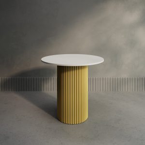 Обеденный стол TRUBIS Wood L D80 см, белый/золотой