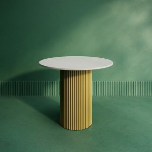 Обеденный стол TRUBIS Wood L D90 см, белый/золотой