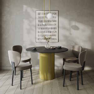 Обеденный стол TRUBIS Wood L D120 см, черный/золотой