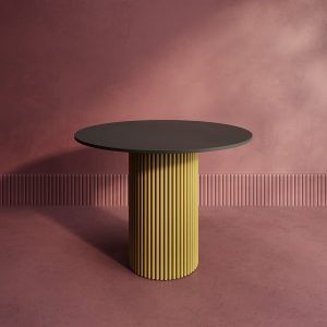 Обеденный стол TRUBIS Wood L D100 см, черный/золотой