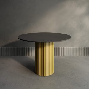 Обеденный стол TRUBIS Wood L D110 см, черный/золотой