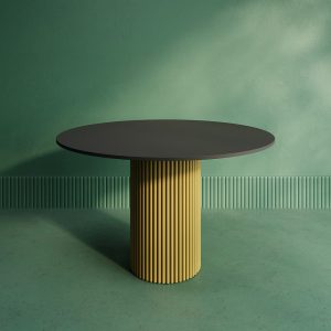 Обеденный стол TRUBIS Wood L D120 см, черный/золотой