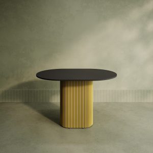 Обеденный стол TRUBIS Wood Oval 120 х 80 см, чёрный/золотой