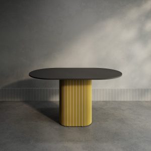 Обеденный стол TRUBIS Wood Oval 140 х 80 см, черный/золотой