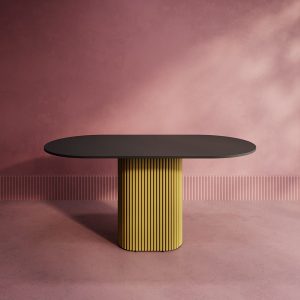 Обеденный стол TRUBIS Wood Oval 160 х 80 см, черный/золотой