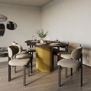 Обеденный стол TRUBIS Wood Oval 200 х 90 см, черный/золотой