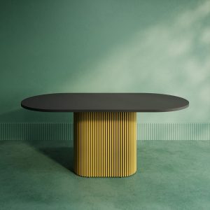 Обеденный стол TRUBIS Wood Oval 180 х 90 см, черный/золотой