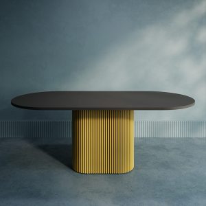 Обеденный стол TRUBIS Wood Oval 200 х 90 см, черный/золотой