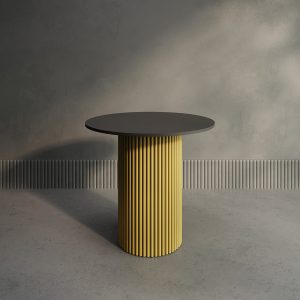 Обеденный стол TRUBIS Wood L D80 см, черный/золотой