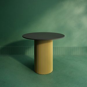 Обеденный стол TRUBIS Wood L D90 см, черный/золотой