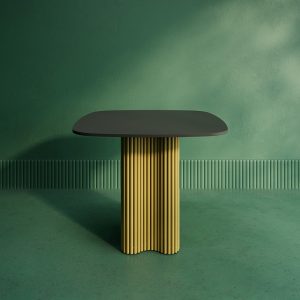 Обеденный стол TRUBIS Wood CLEVER 90 см, черный/золотой