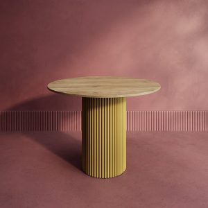 Обеденный стол TRUBIS Wood L D100 см, орех/золотой