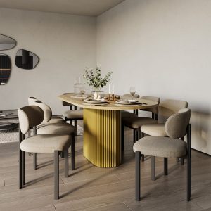 Обеденный стол TRUBIS Wood Oval 180 х 90 см, орех/золотой