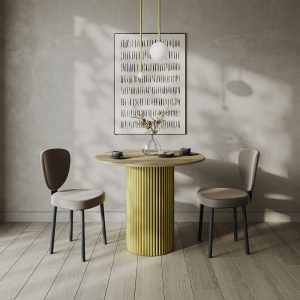 Обеденный стол TRUBIS Wood L D80 см, орех/золотой