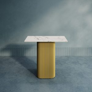 Консоль TRUBIS 80 х 35 см, белый мрамор/золотой