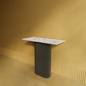 Консоль TRUBIS 80 х 35 см, белый мрамор/черный