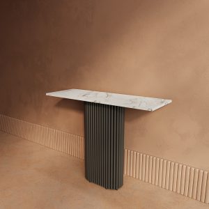 Консоль TRUBIS 100 х 35 см, белый мрамор/черный