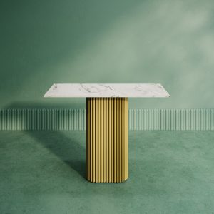 Консоль TRUBIS 100 х 35 см, белый мрамор/золотой