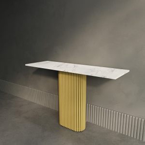 Консоль TRUBIS 120 х 40 см, белый мрамор/золотой