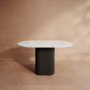 Обеденный стол TRUBIS Wood Oval 140 х 80 см, белый мрамор/черный