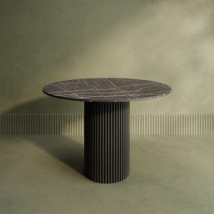 Обеденный стол TRUBIS Wood L D110 см, темный мрамор/черный