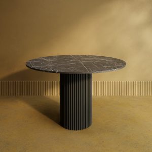 Обеденный стол TRUBIS Wood L D120 см, темный мрамор/черный