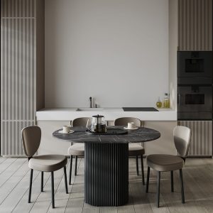 Обеденный стол TRUBIS Wood Oval 120 х 80 см, темный мрамор/черный