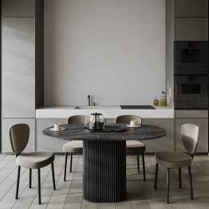 Обеденный стол TRUBIS Wood Oval 140 х 80 см, темный мрамор/черный