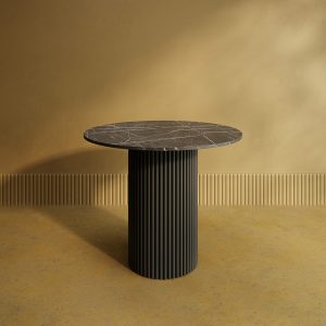 Обеденный стол TRUBIS Wood L D90 см, темный мрамор/черный