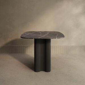 Обеденный стол TRUBIS Wood CLEVER 90 см, темный мрамор/черный