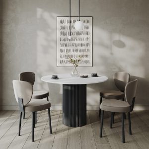 Обеденный стол TRUBIS Wood L D120 см, белый/черный