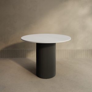 Обеденный стол TRUBIS Wood L D100 см, белый/черный