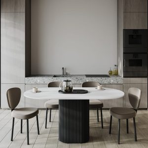 Обеденный стол TRUBIS Wood Oval 160 х 80 см, белый/черный