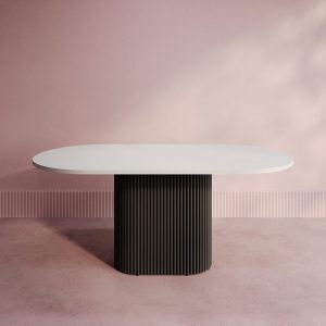 Обеденный стол TRUBIS Wood Oval 180 х 90 см, белый/черный