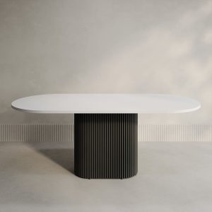 Обеденный стол TRUBIS Wood Oval 200 х 90 см, белый/черный