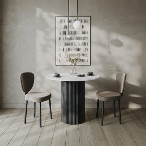 Обеденный стол TRUBIS Wood L D90 см, белый/черный