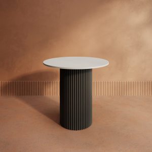 Обеденный стол TRUBIS Wood L D80 см, белый/черный